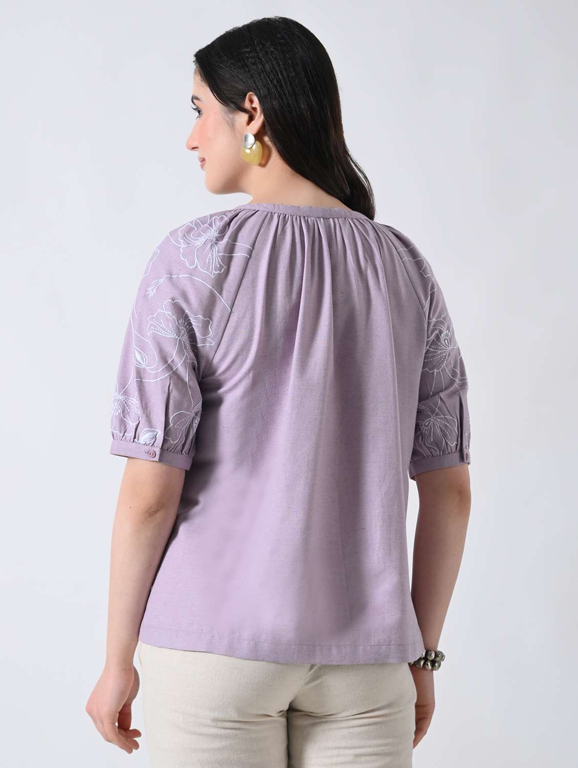 Women Embroidered Round Neck Regular Top - 22389754 -  Standard Image - 4