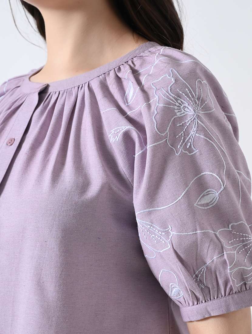 Women Embroidered Round Neck Regular Top - 22389754 -  Standard Image - 6