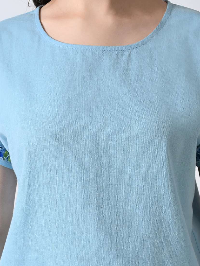women solid round neck regular top - 22389760 -  Standard Image - 1