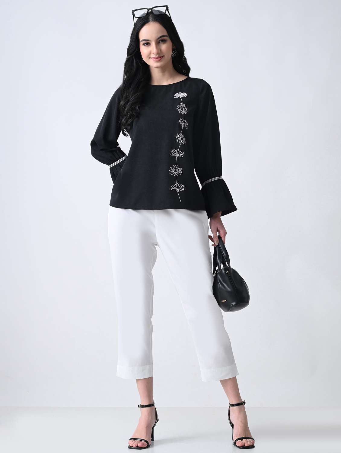 women embroidered round neck regular top - 22389762 -  Standard Image - 4