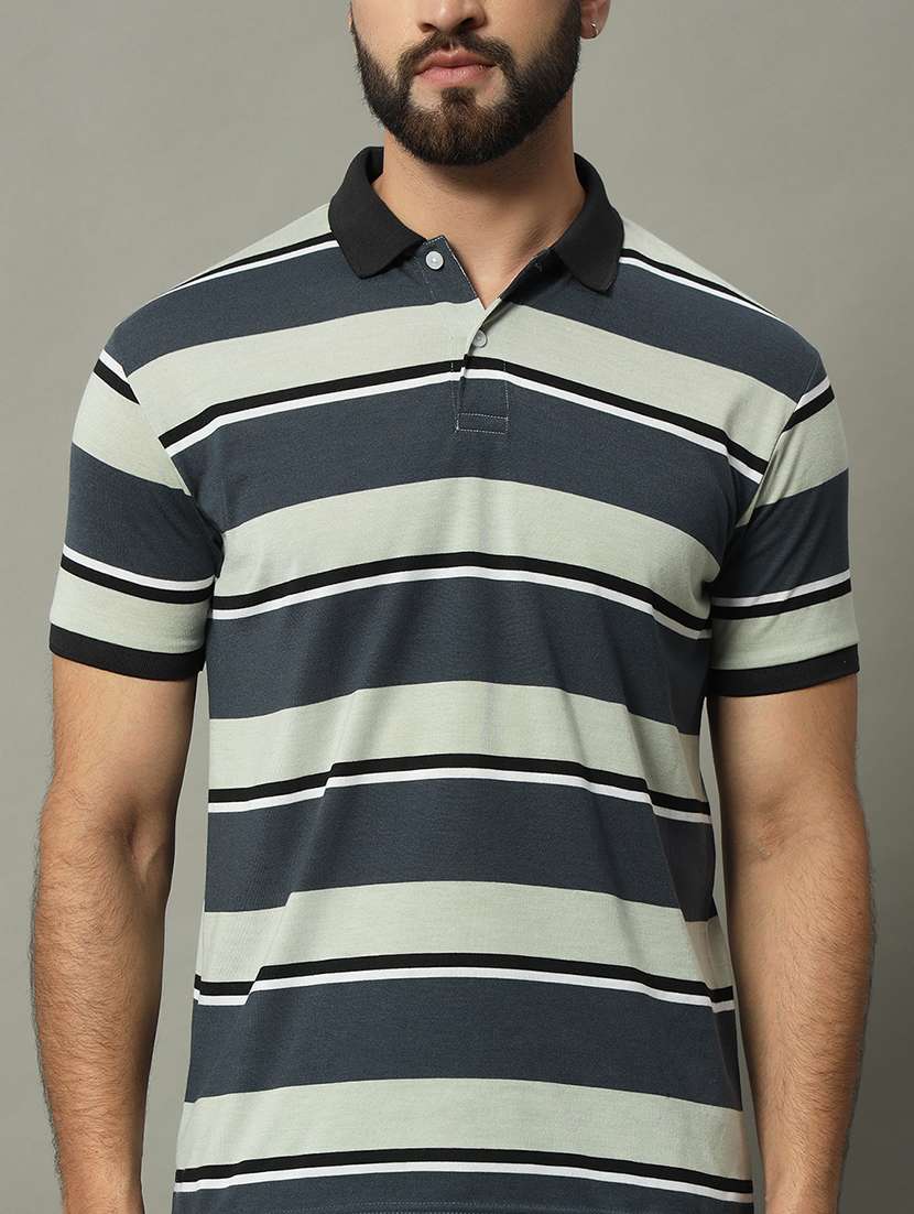 men striped short sleeve regular fit polo t-shirt - 22389809 -  Standard Image - 1