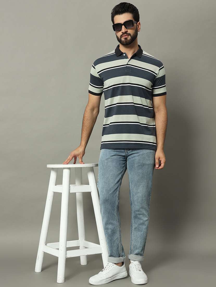 men striped short sleeve regular fit polo t-shirt - 22389809 -  Standard Image - 4