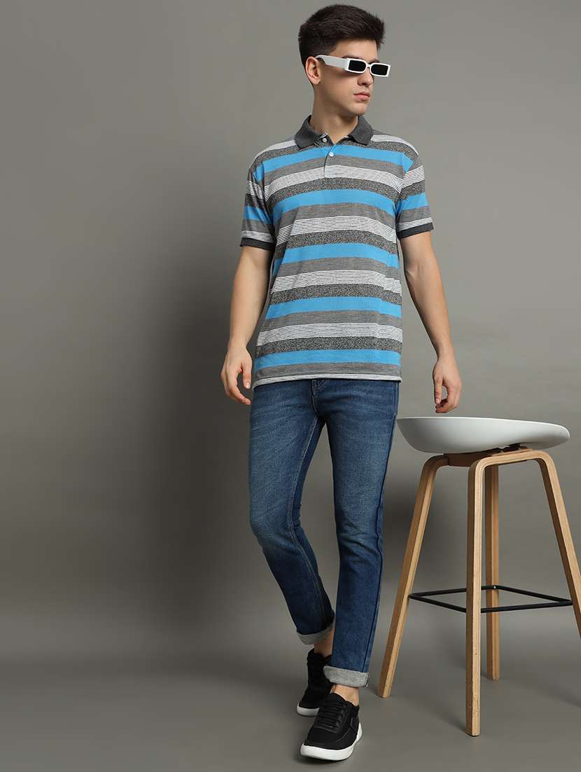men striped short sleeve regular fit polo t-shirt - 22389845 -  Standard Image - 4
