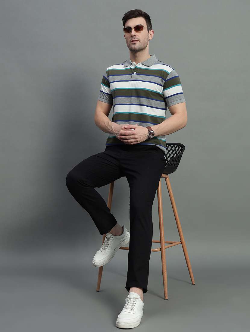 men striped short sleeve regular fit polo t-shirt - 22389870 -  Standard Image - 4