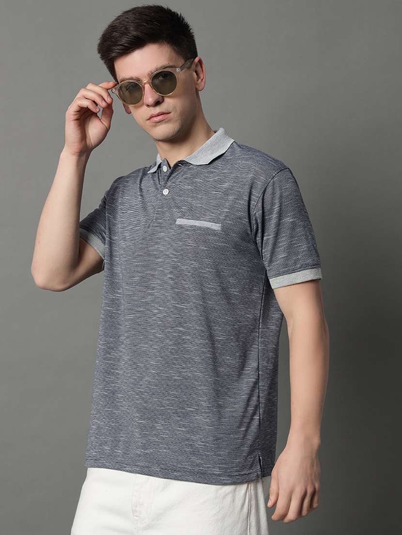 men melange short sleeve regular fit polo t-shirt