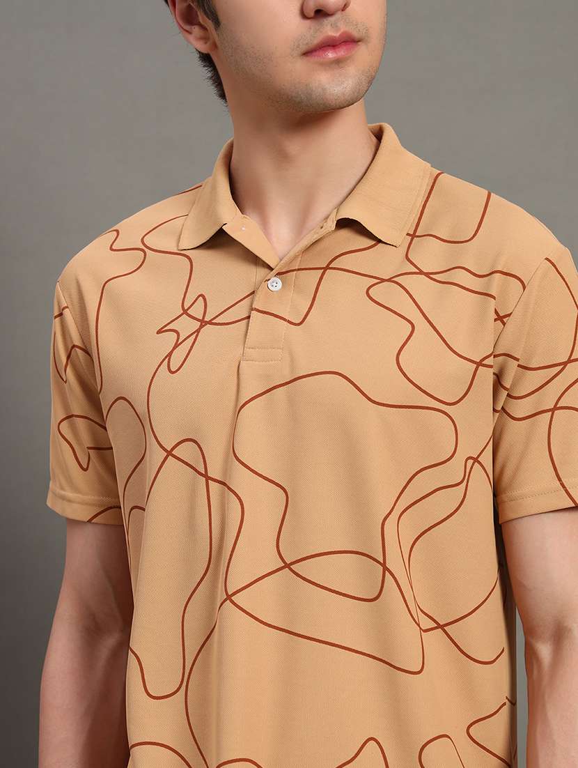 men printed short sleeve regular fit polo t-shirt - 22389974 -  Standard Image - 1