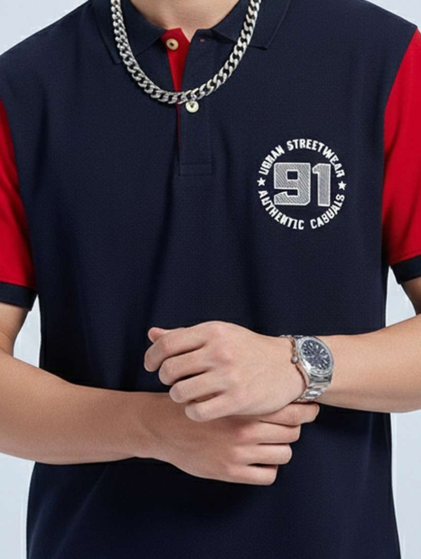 men color block short sleeve regular fit t-shirt - 22390057 -  Standard Image - 1