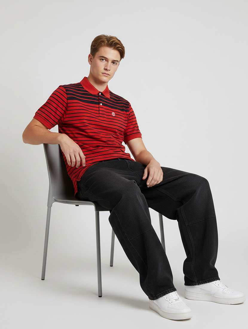 men striped short sleeve regular fit polo t-shirt - 22390064 -  Standard Image - 4