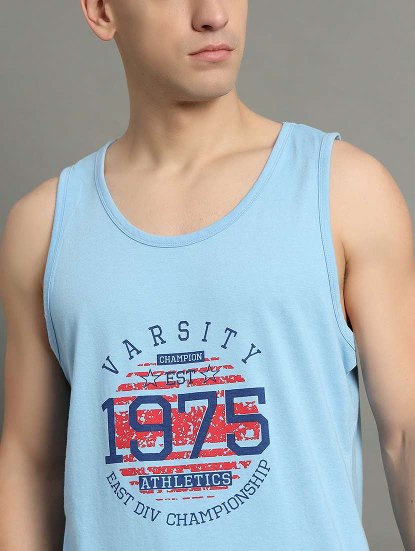 men printed sleeveless regular fit t-shirt - 22390090 -  Standard Image - 1
