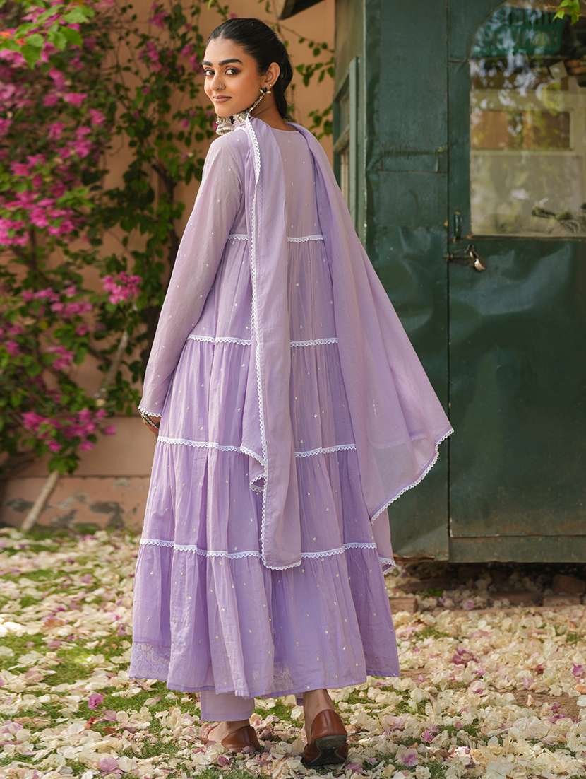 women solid with work long sleeve kurta pant with dupatta set - 22390162 -  Standard Image - 4