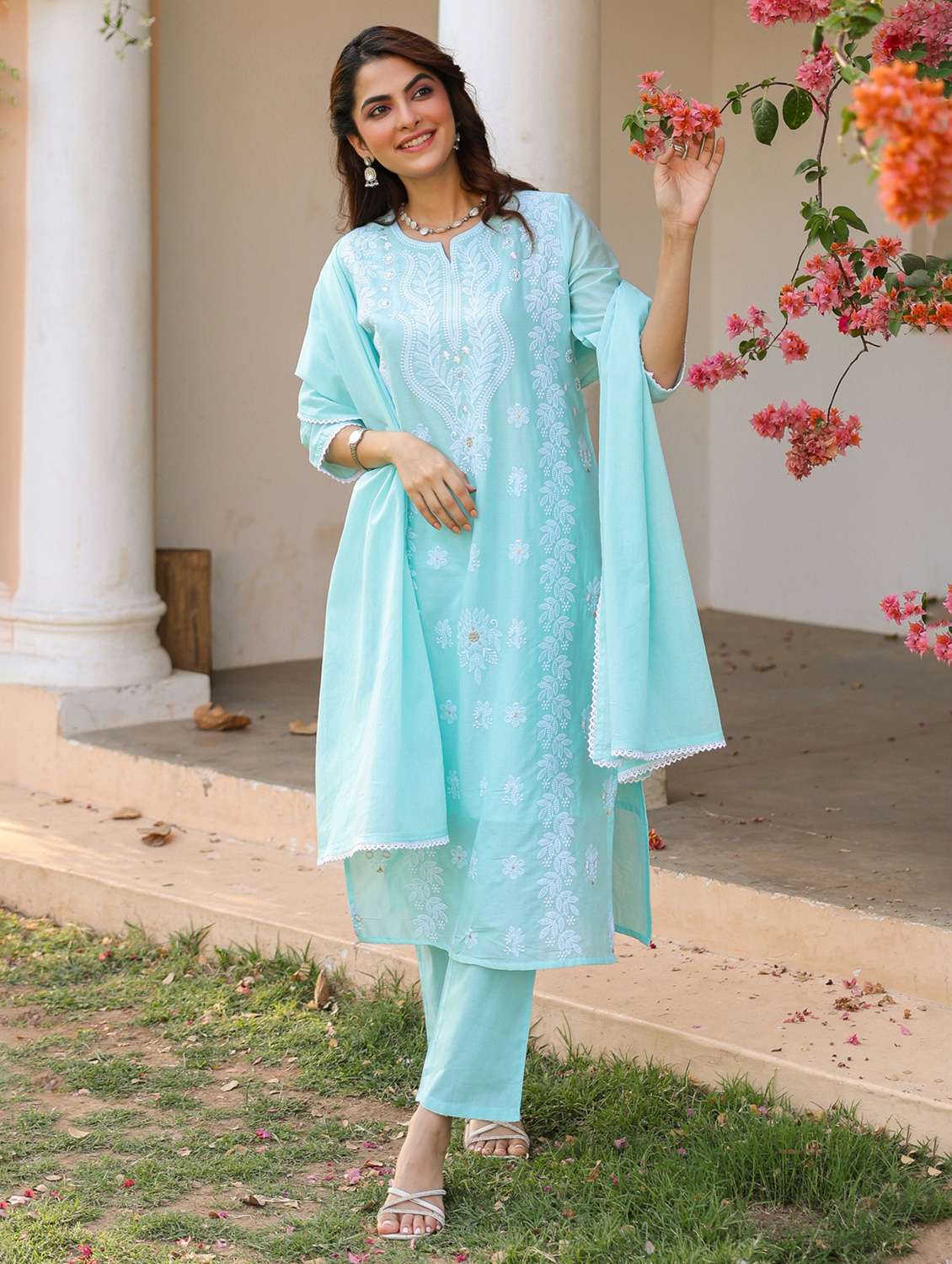 blue cotton kurta pant  set - 22390170 -  Standard Image - 4