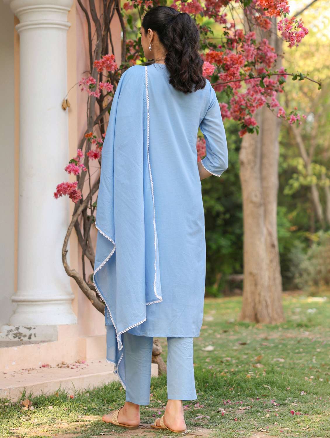 blue cotton kurta pant  set - 22390173 -  Standard Image - 4