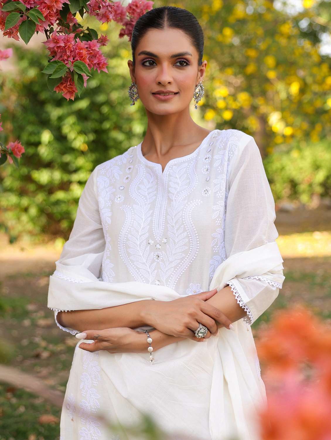 white cotton kurta pant  set - 22390174 -  Standard Image - 1