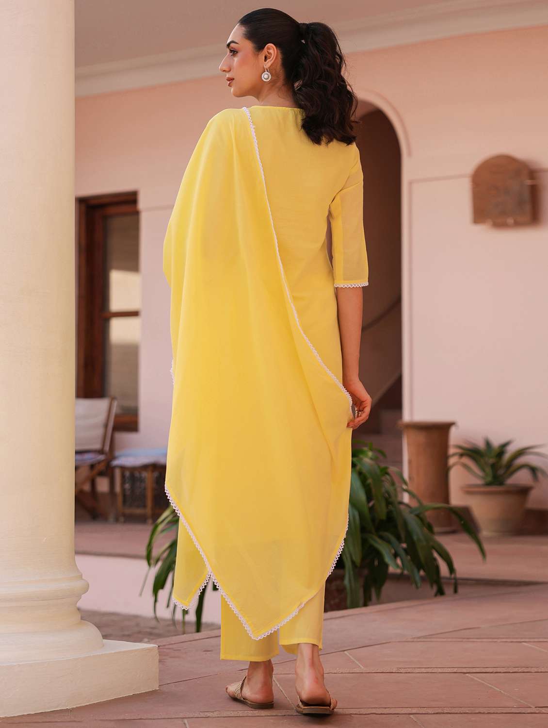 yellow cotton kurta pant  set - 22390175 -  Standard Image - 4