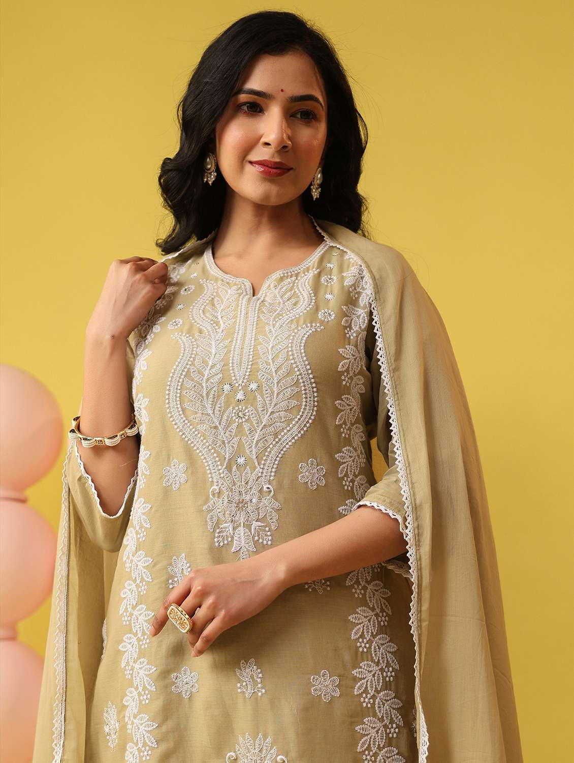 beige cotton kurta pant  set - 22390176 -  Standard Image - 1