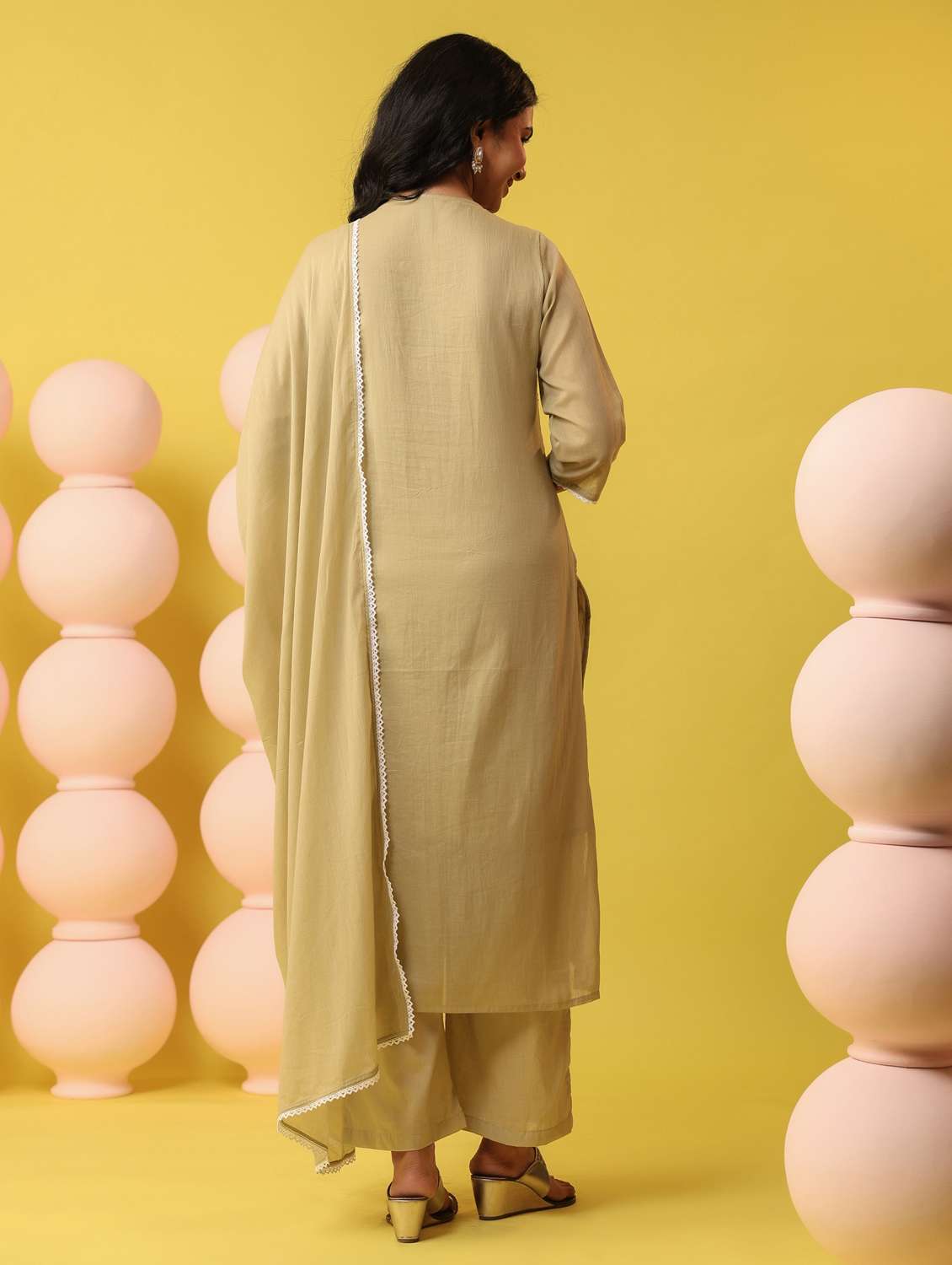 beige cotton kurta pant  set - 22390176 -  Standard Image - 4