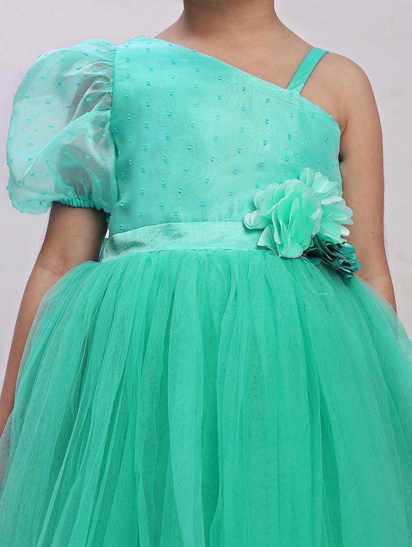 Girls Self Designed Single Shoulder Fit & Flare Dress - 22390395 -  Standard Image - 1