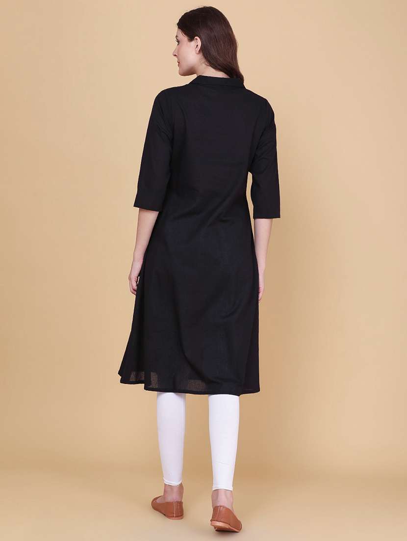 Women Embroidered Three Quarter Sleeve A-line Kurta - 22390985 -  Standard Image - 4