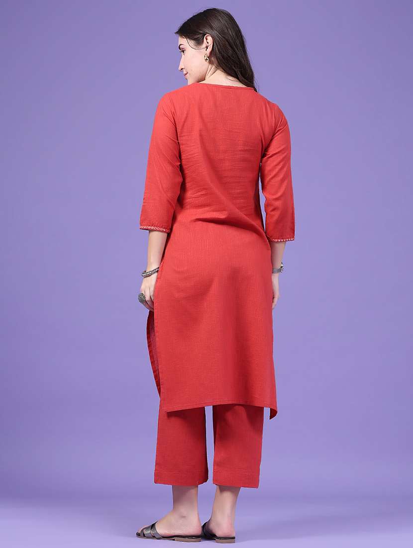 Women Embroidered Three Quarter Sleeve Kurta Pant Set - 22391143 -  Standard Image - 4