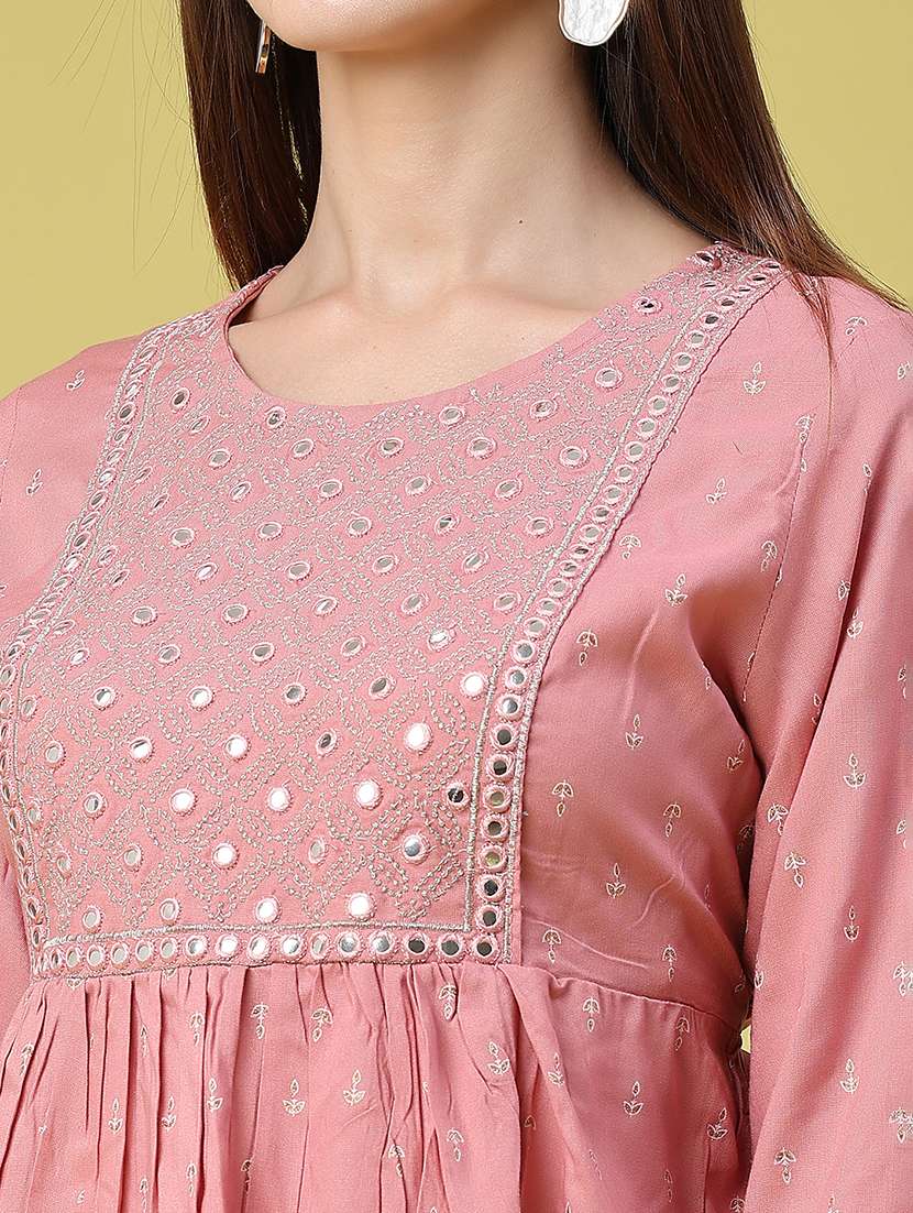 Women Embroidered Three Quarter Sleeve Ethnic Top - 22391179 -  Standard Image - 1
