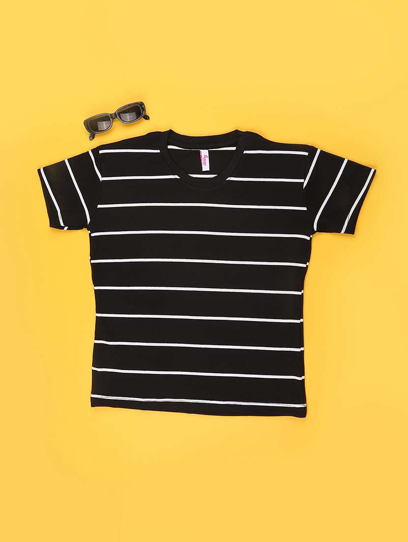 women striped round short sleeves neck tee - 22391240 -  Standard Image - 1