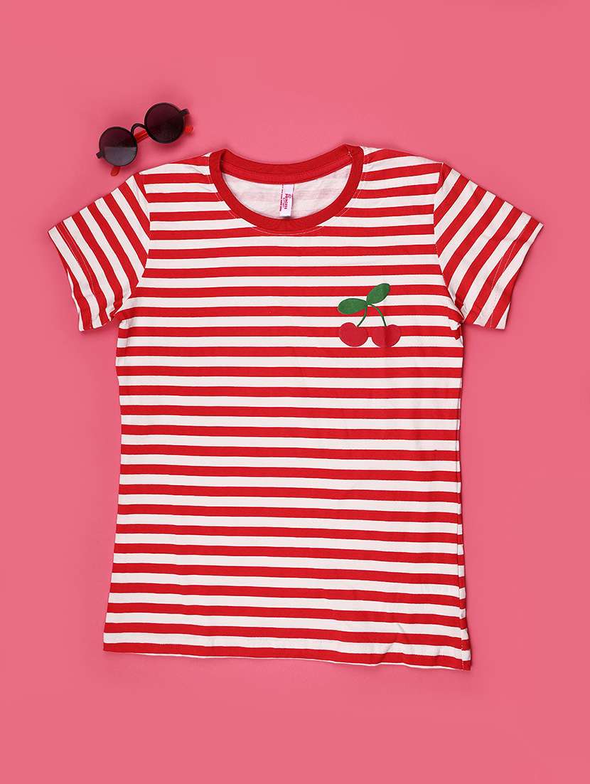 women striped round short sleeves neck tee - 22391246 -  Standard Image - 1