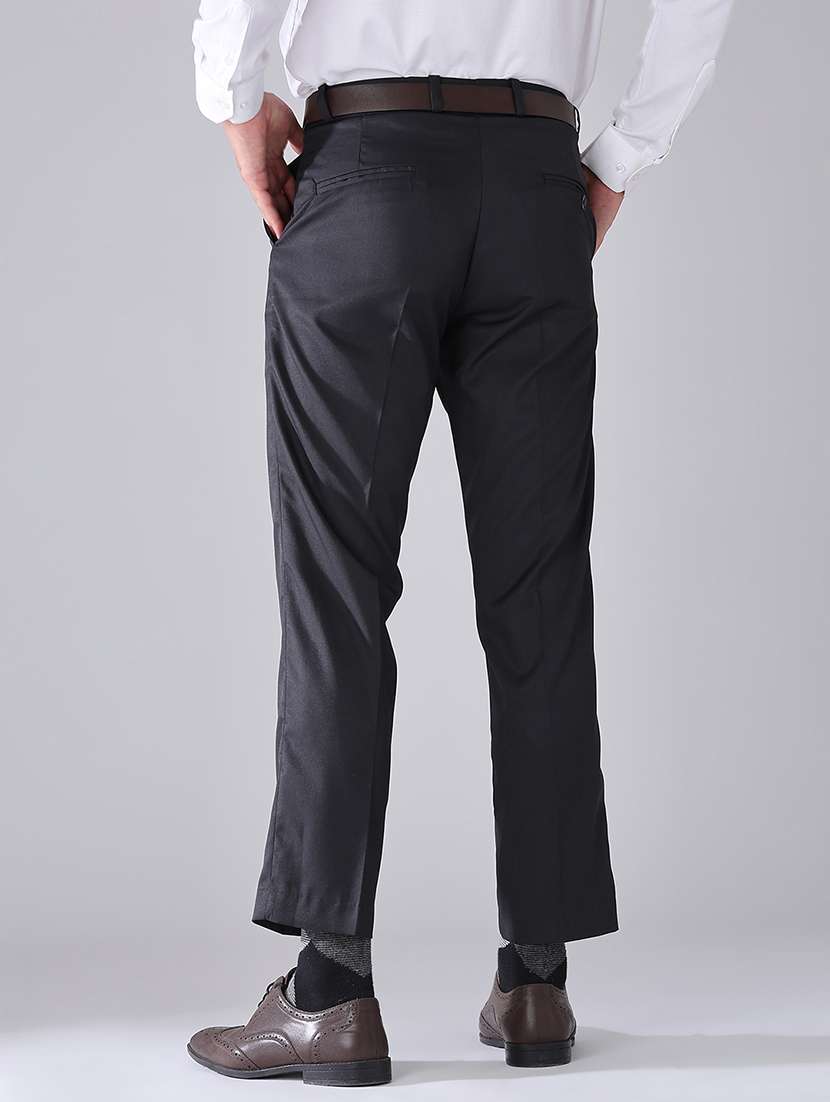 Men Solid Mid Rise Regular Fit Formal Trouser - 22391282 -  Standard Image - 4