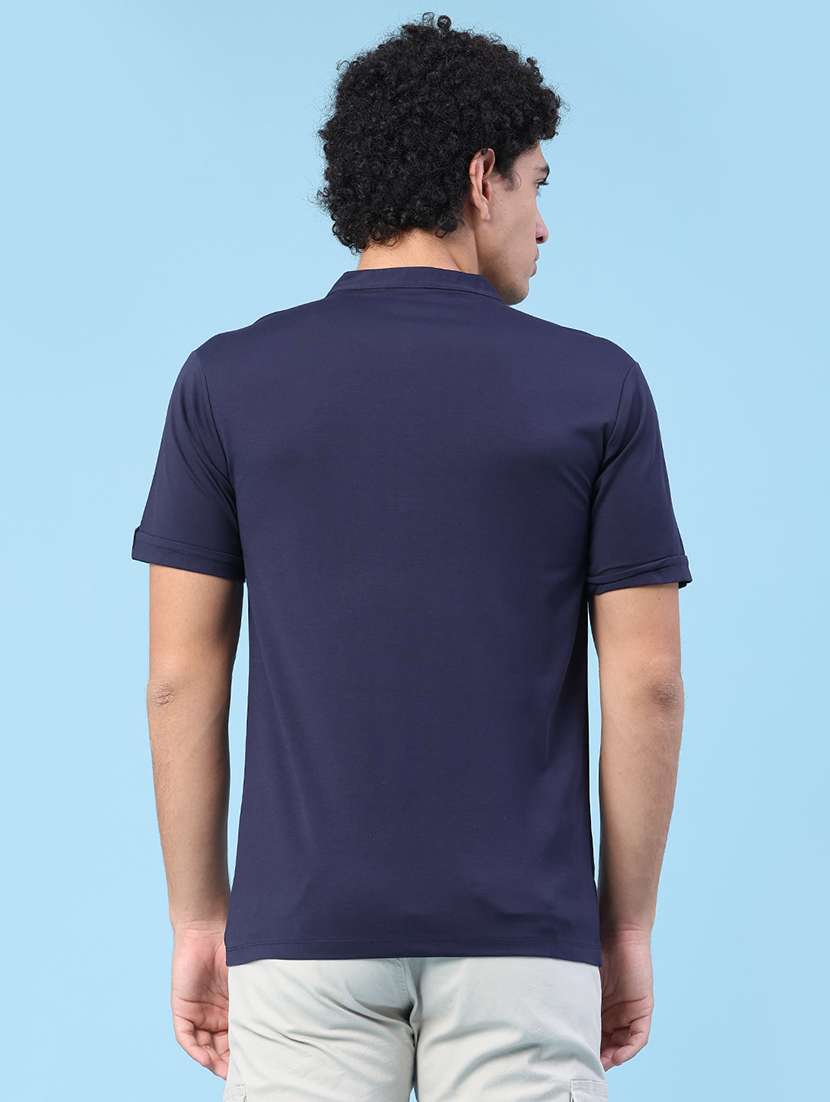 Men Solid Short Sleeve Slim Fit T-shirt - 22391299 -  Standard Image - 4