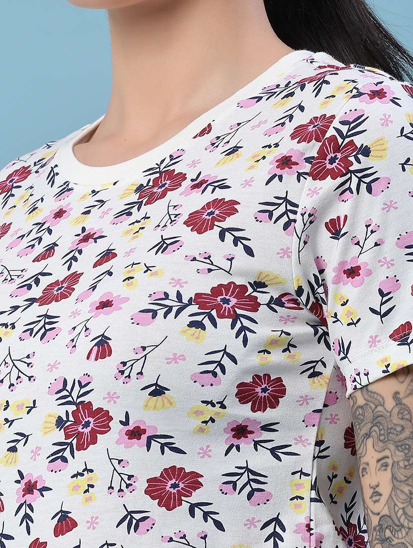women printed round neck regular t-shirt - 22391371 -  Standard Image - 1