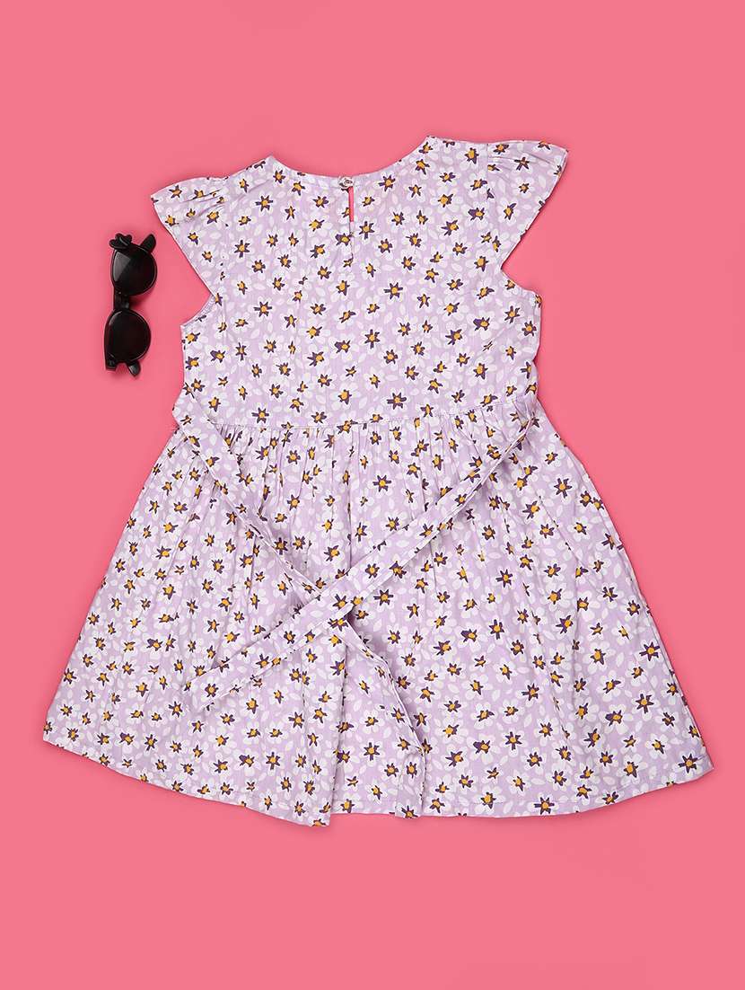 Girls Floral Cap Sleeve Frock - 22391404 -  Standard Image - 1