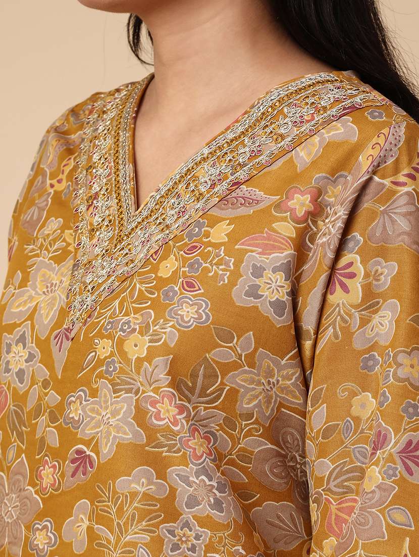 mustard cotton kurta palazzo  set - 22391436 -  Standard Image - 1