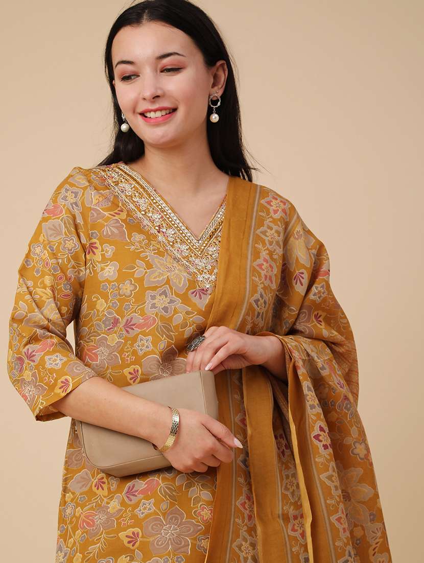 mustard cotton kurta palazzo  set - 22391436 -  Standard Image - 4