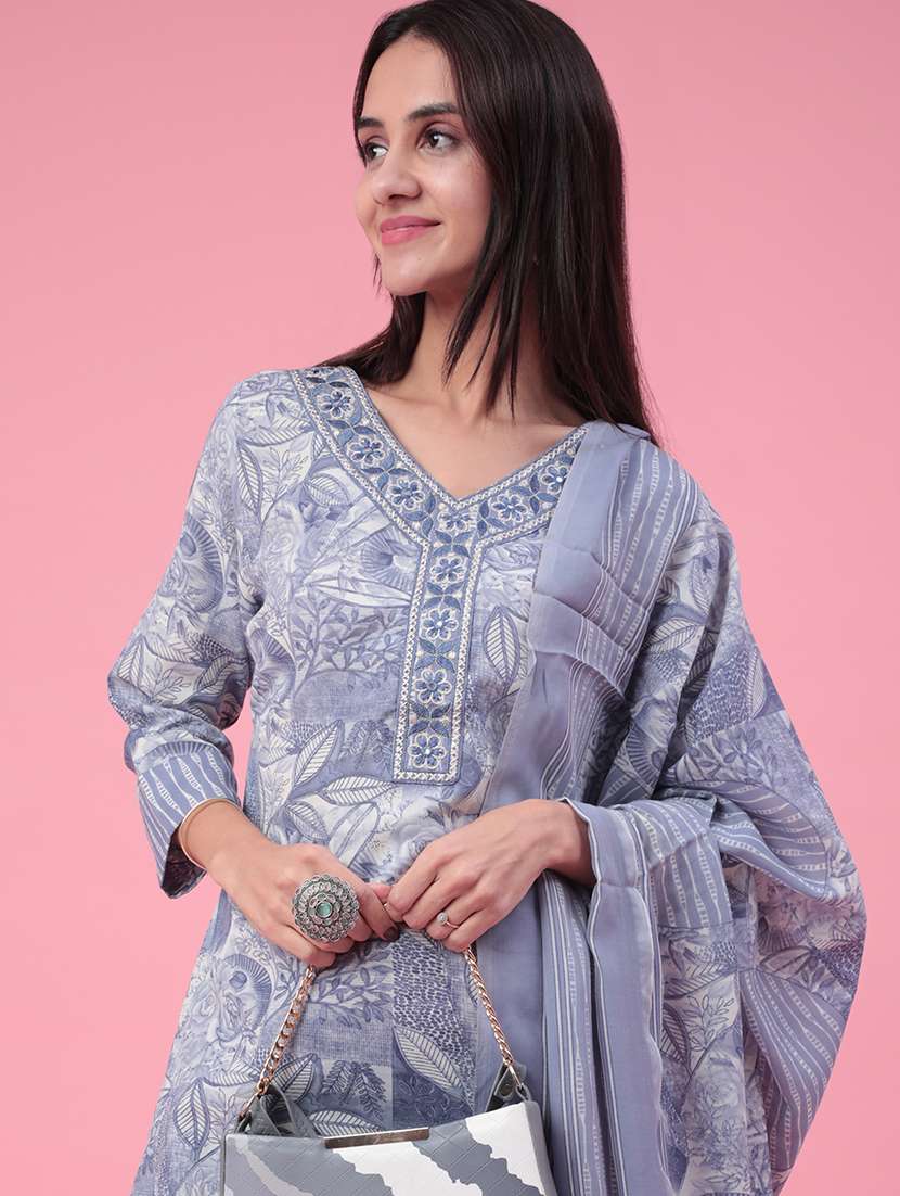 blue cotton kurta palazzo  set - 22391439 -  Standard Image - 1