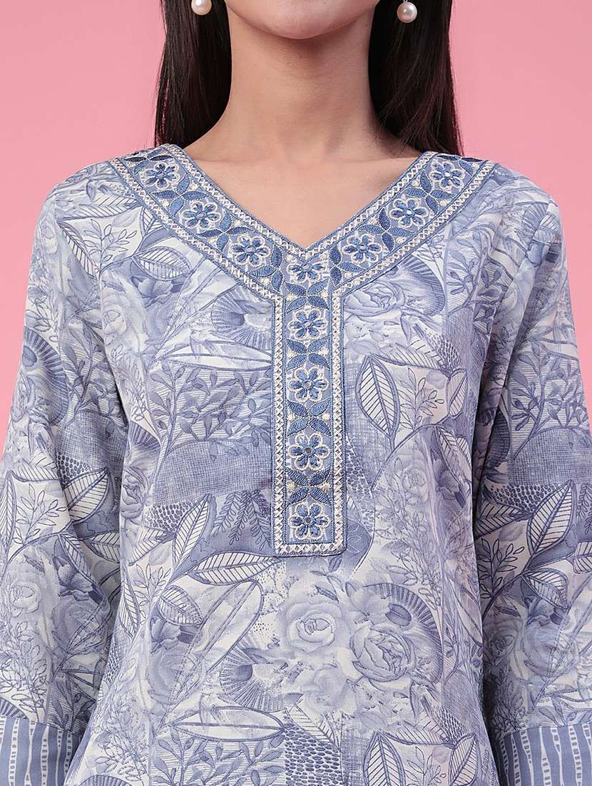 blue cotton kurta palazzo  set - 22391439 -  Standard Image - 4