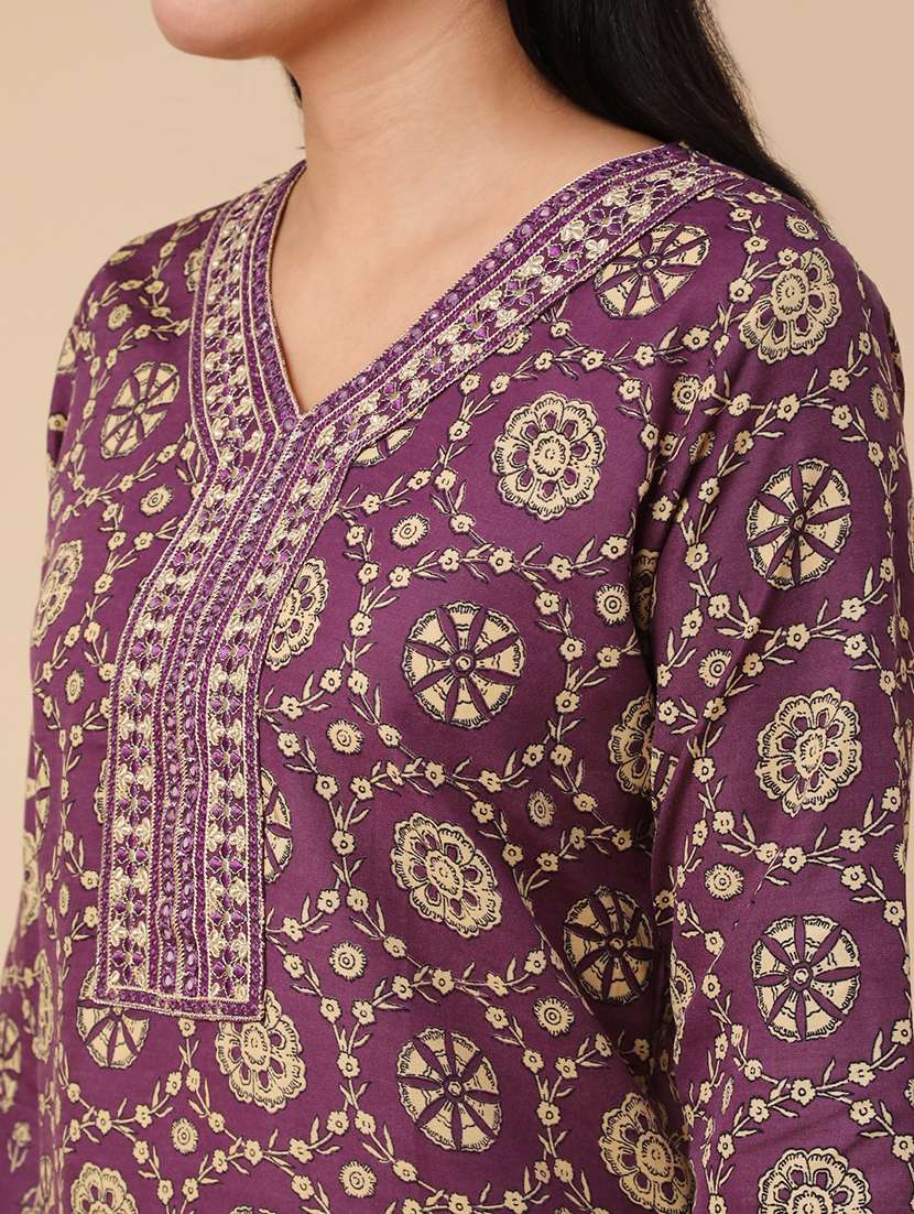 purple cotton kurta pant  set - 22391445 -  Standard Image - 1