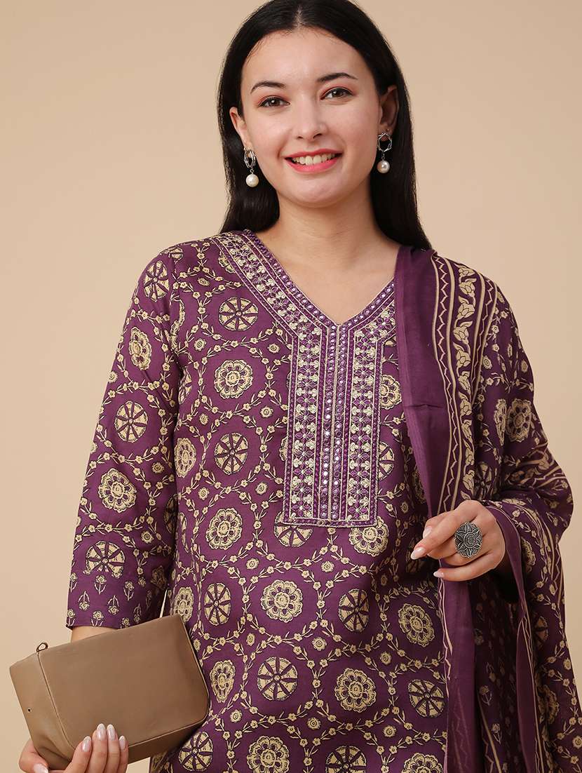 purple cotton kurta pant  set - 22391445 -  Standard Image - 4