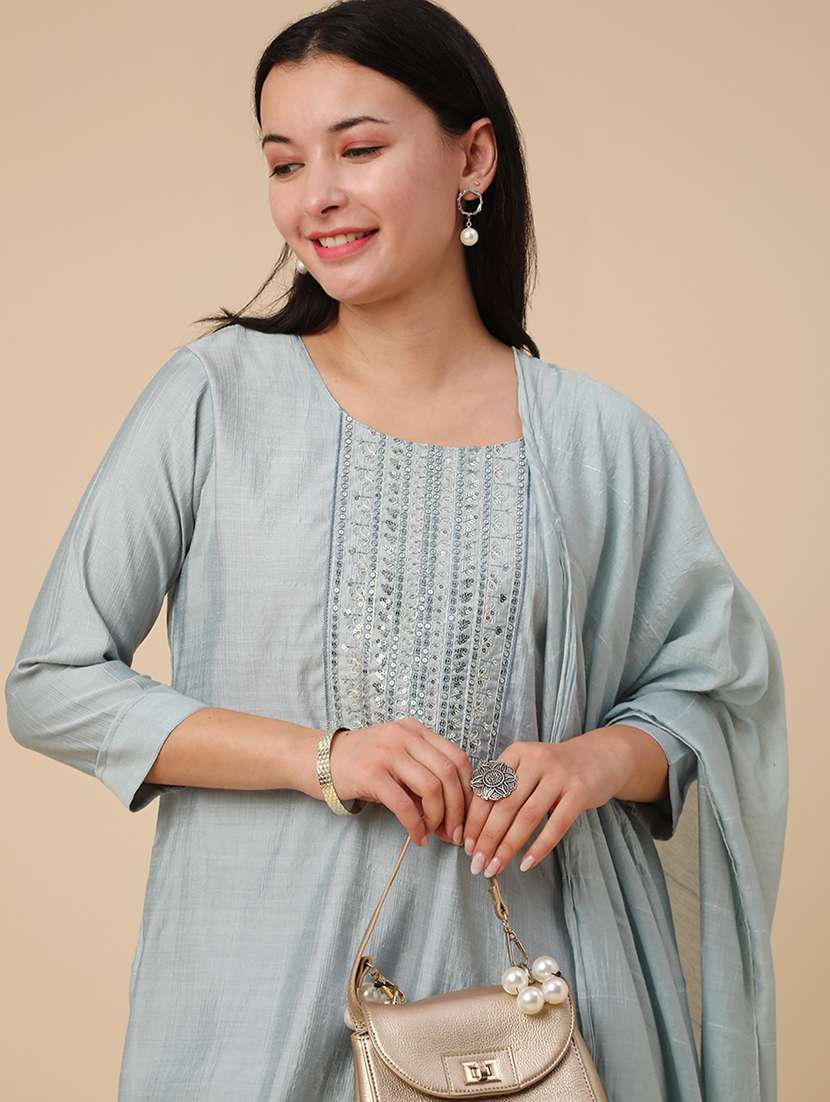 blue cotton kurta dupatta  set - 22391449 -  Standard Image - 4