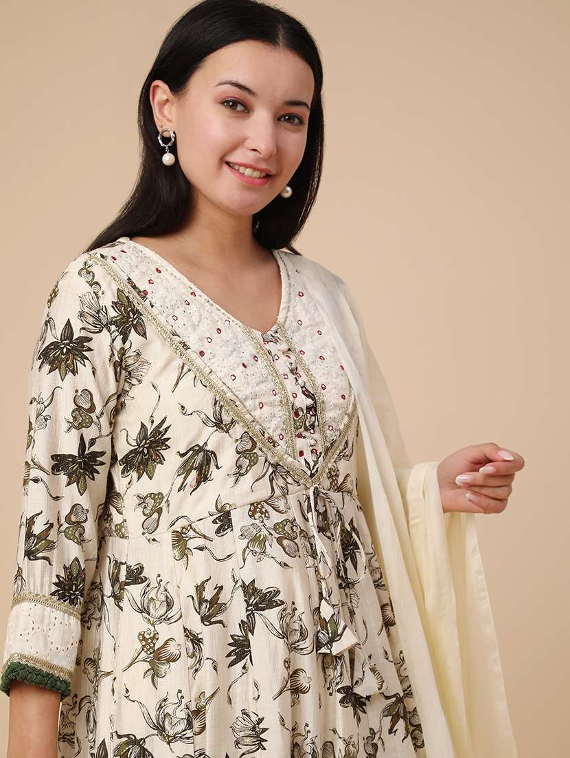 white cotton kurta dupatta  set - 22391459 -  Standard Image - 4