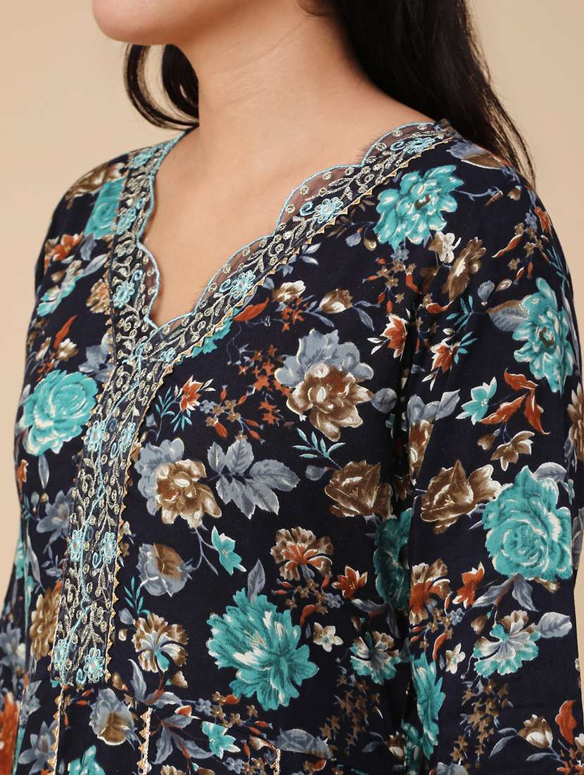blue rayon kurta dupatta  set - 22391463 -  Standard Image - 1