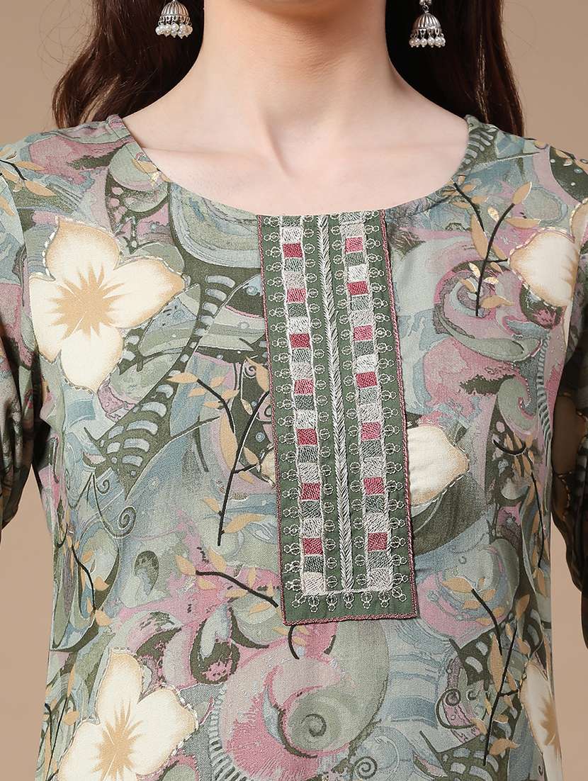 grey rayon kurta dupatta  set - 22391468 -  Standard Image - 1