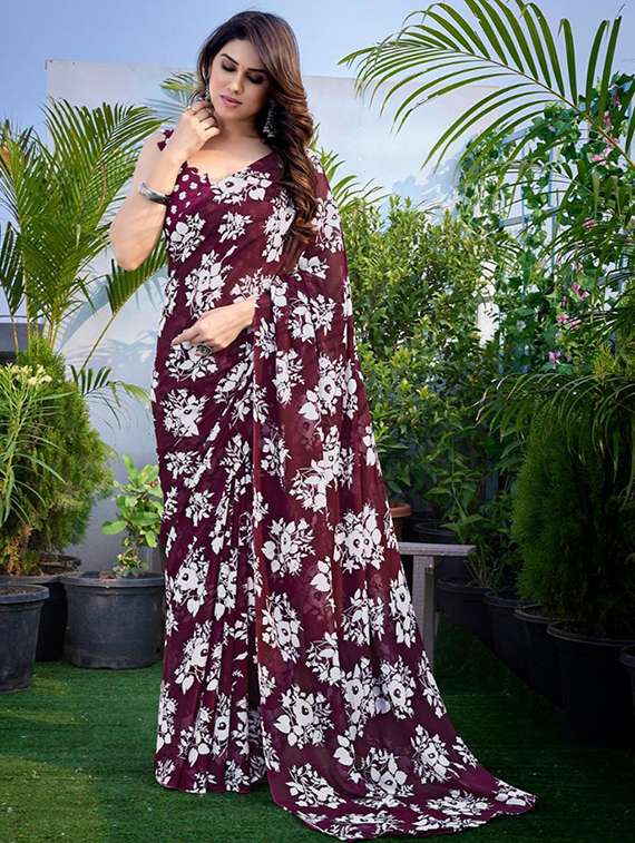 women floral printed saree with blouse - 22391469 -  Standard Image - 1