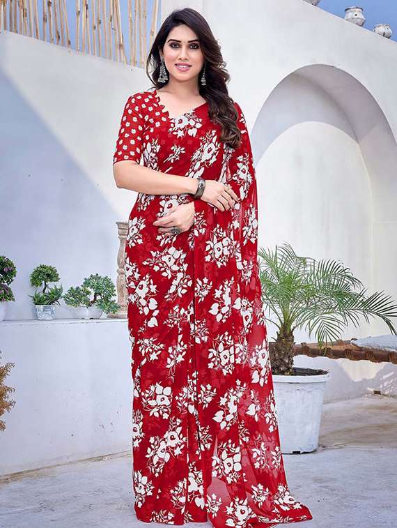 women floral printed saree with blouse - 22391473 -  Standard Image - 1