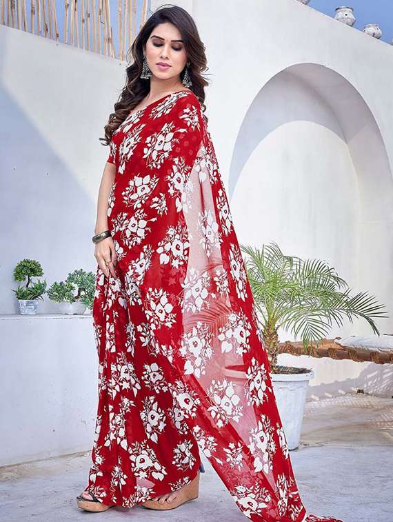 women floral printed saree with blouse - 22391473 -  Standard Image - 4