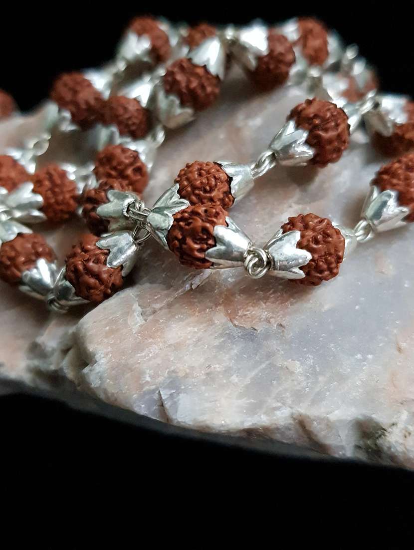 shri hanuman silver pendant rudraksha mala  - 22391493 -  Standard Image - 1