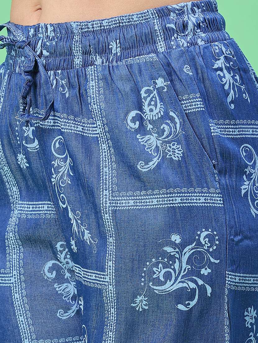 women printed mid rise straight fit palazzo - 22391546 -  Standard Image - 1