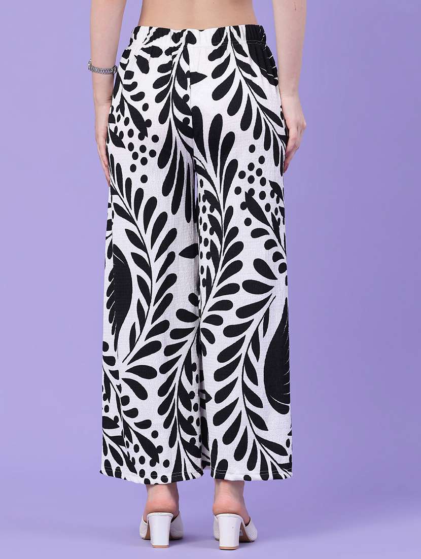 women printed mid rise wide leg palazzo - 22391555 -  Standard Image - 4