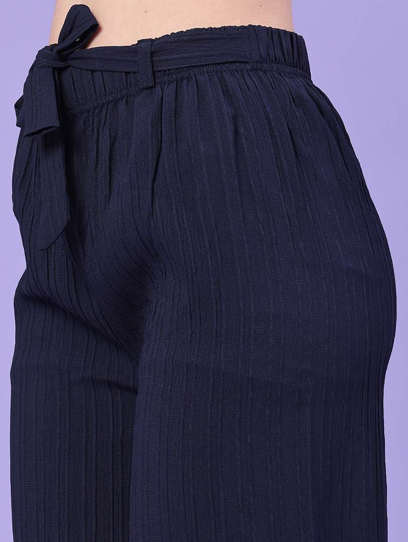 women self design mid rise wide leg trouser - 22391559 -  Standard Image - 1