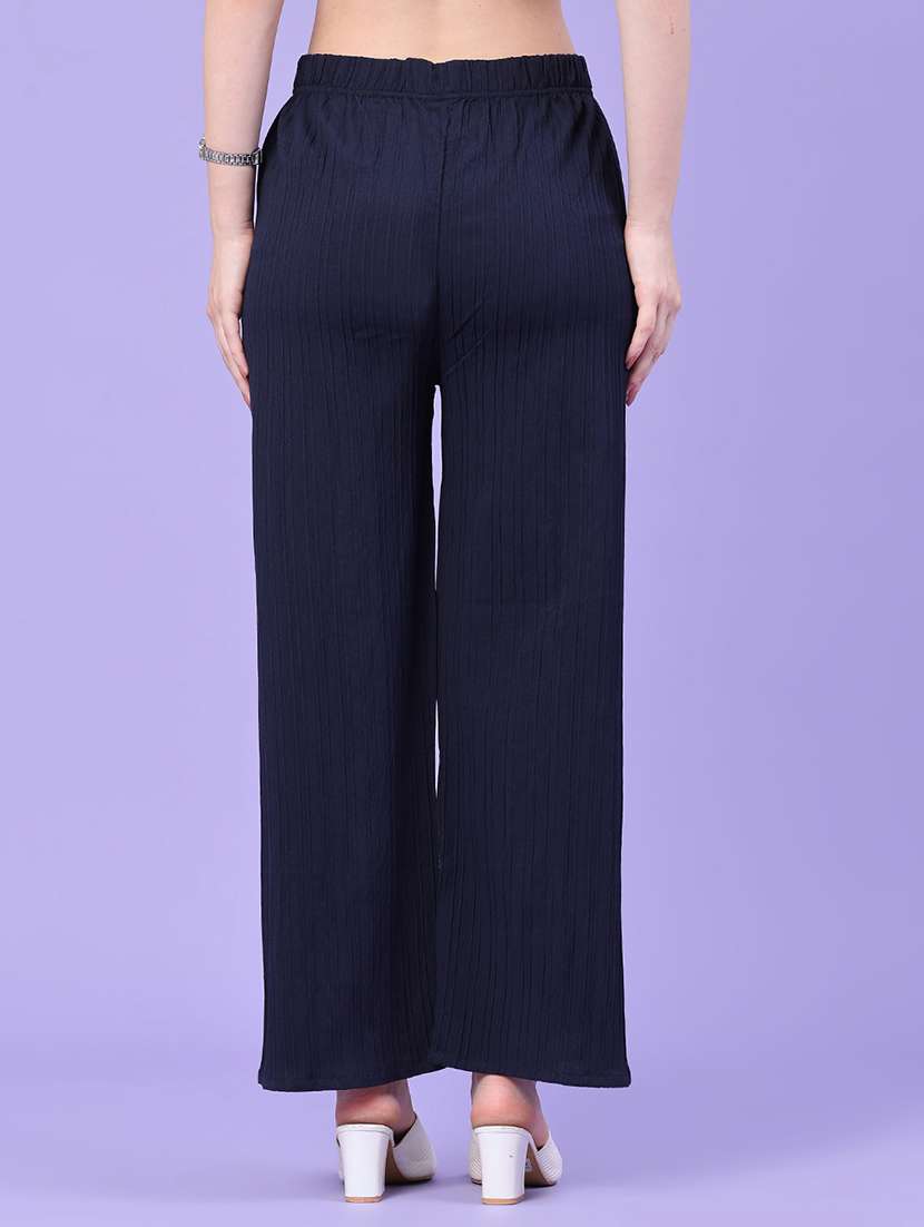 women self design mid rise wide leg trouser - 22391559 -  Standard Image - 4