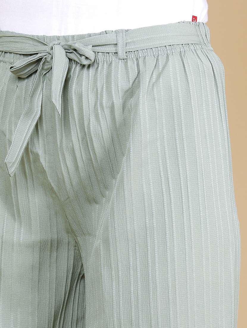 Women Self Design Mid Rise Wide Leg Trouser - 22391560 -  Standard Image - 1