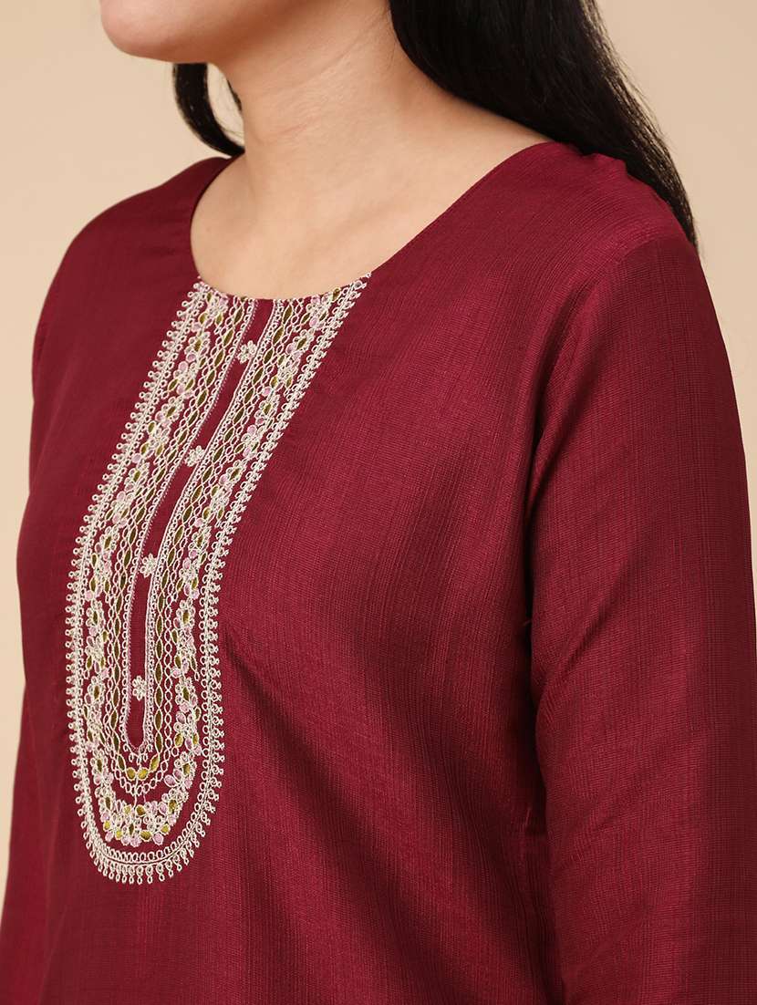 maroon cotton kurta pant  set - 22391572 -  Standard Image - 1
